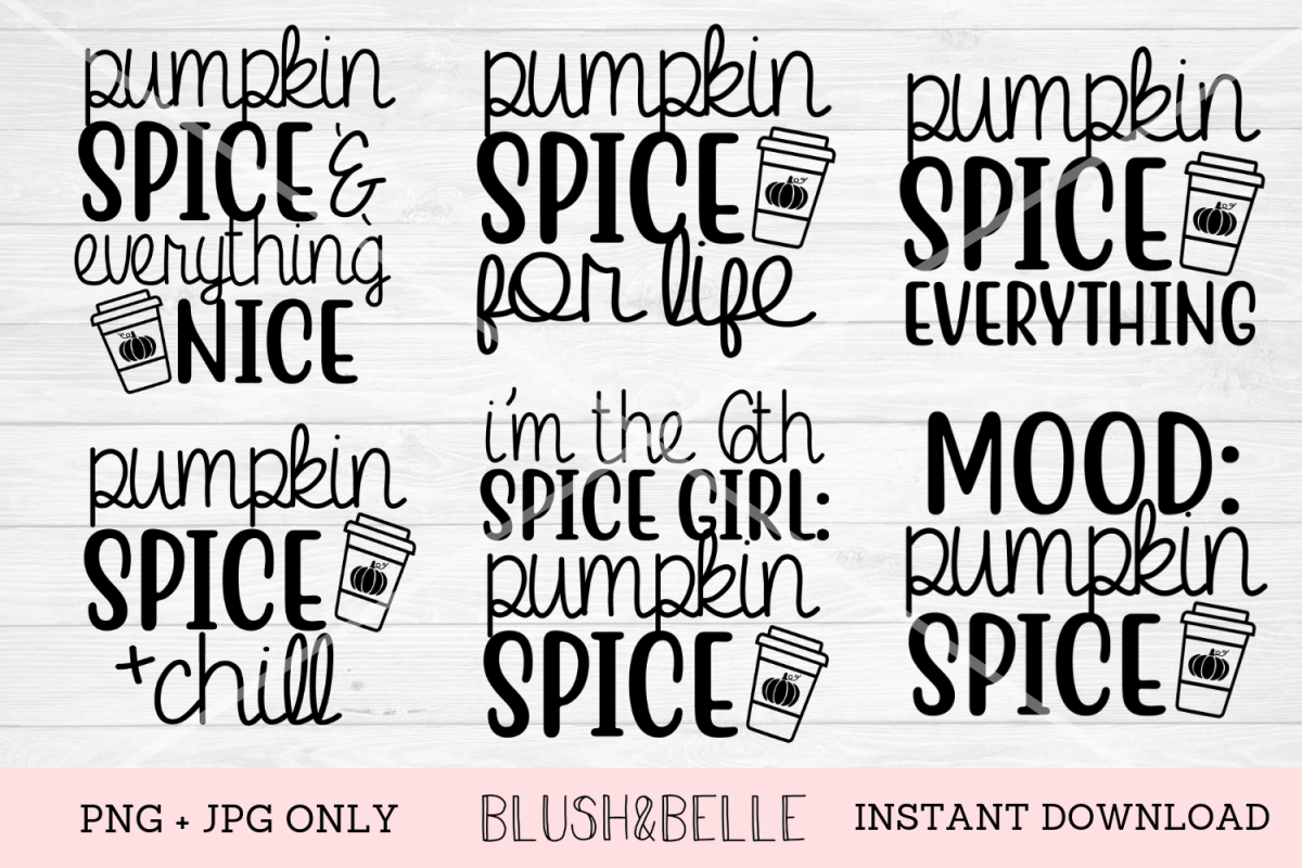 Pumpkin Spice Bundle of 6 Designs - PNG, JPG example image 1