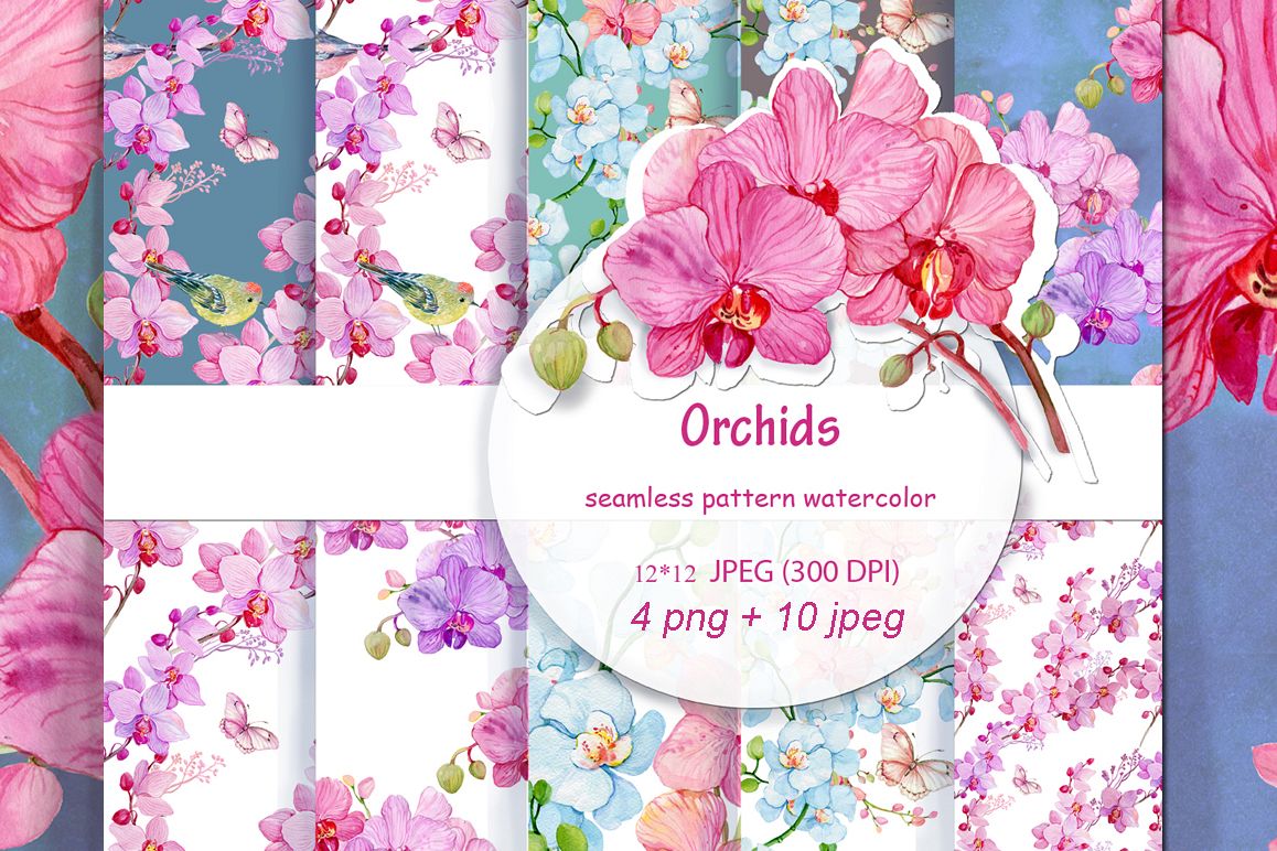 Download seamless pattern watercolor .Orchid (15647) | Backgrounds ...