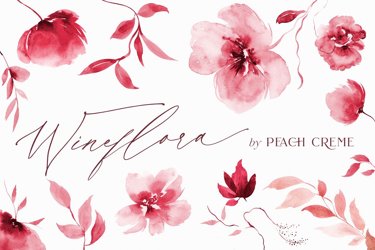 Wineflora // Watercolor Set example image 1