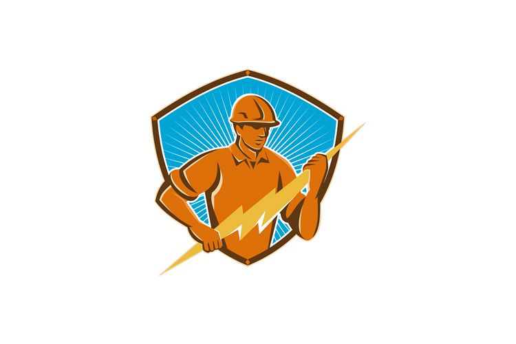 Electrician Construction Worker Retro example image 1
