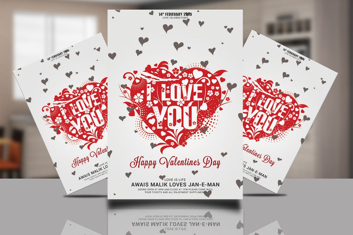 Valentines Psd Flyer example image 1