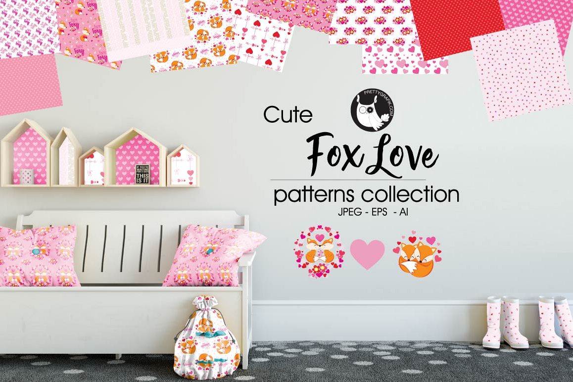 FOX-LOVE , digital papers example image 1