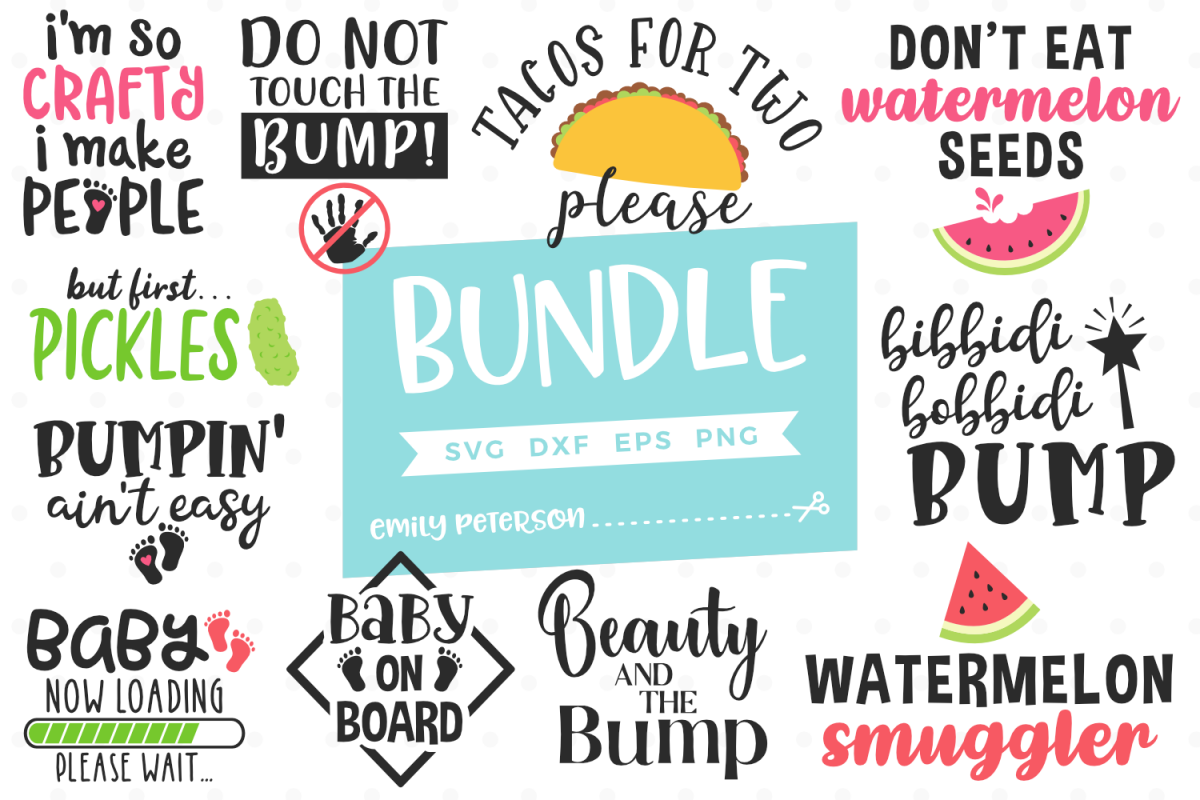 Pregnancy Bundle 11 Designs SVG DXF EPS PNG example image 1