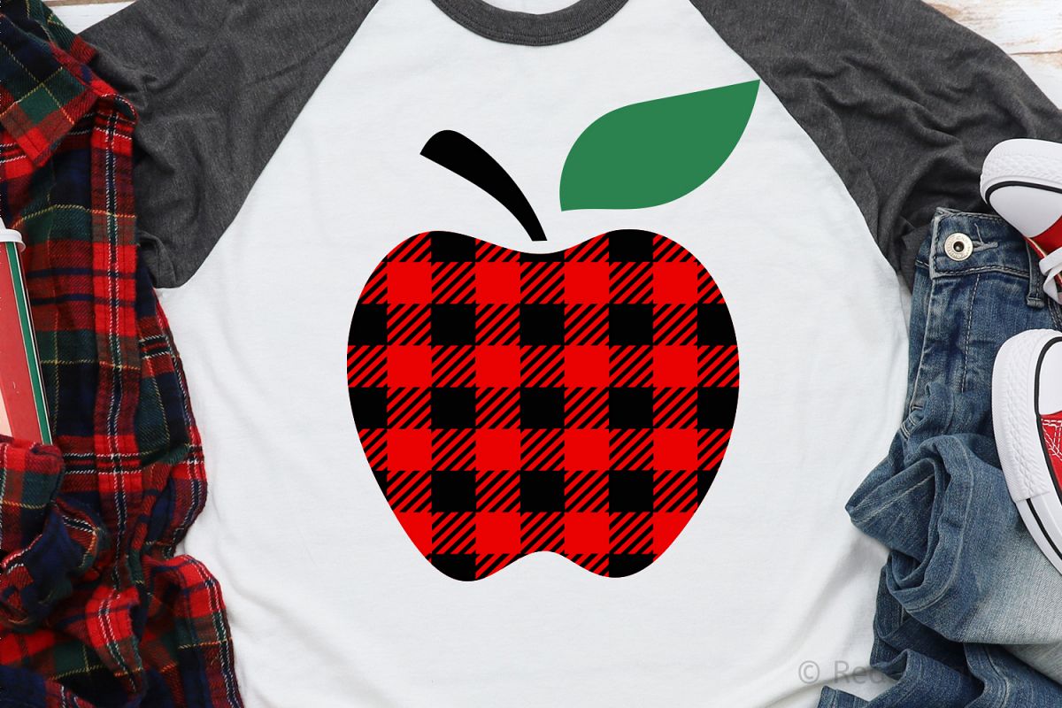 Buffalo Plaid Apple SVG, DXF, PNG, EPS example image 1