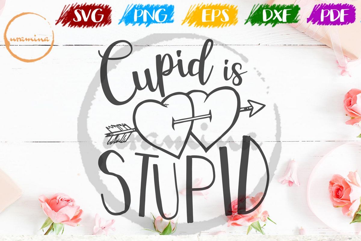 Cupid Is Stupid Valentine SVG PDF PNG example image 1