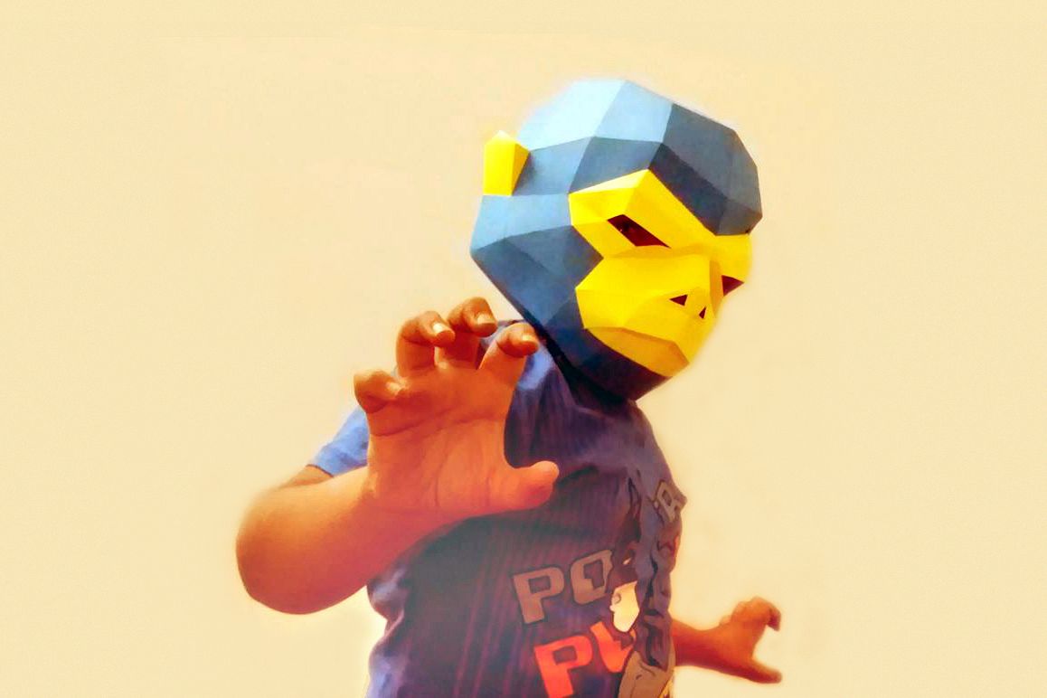 DIY Monkey Mask - 3d papercraft example image 1