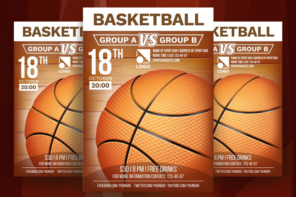 Basketball Poster Vector example image 1
