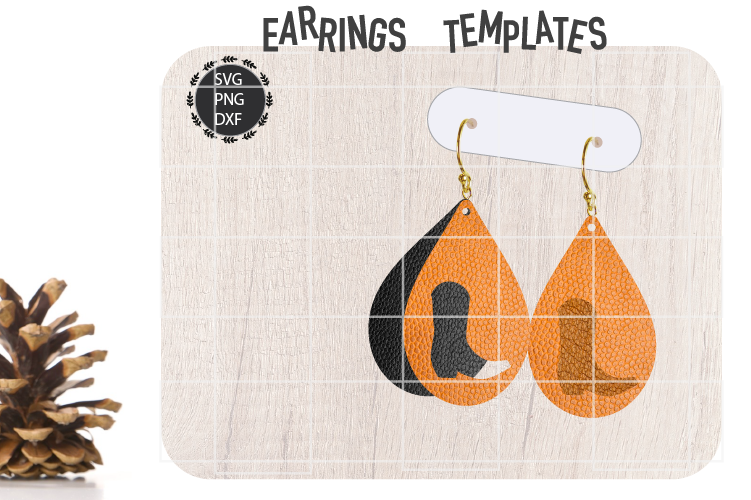 Cowboy Boot Earrings Svg, Earrings Svg, Teardrop Earrings Sv example image 1
