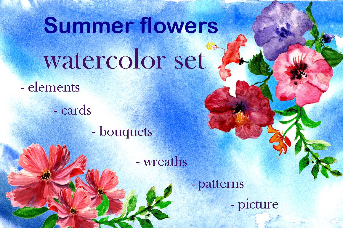 Set summer flowers example image 1
