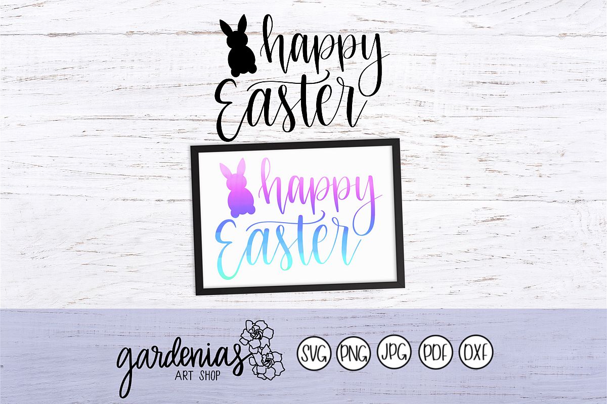 Happy Easter with Bunny Outline example image 1