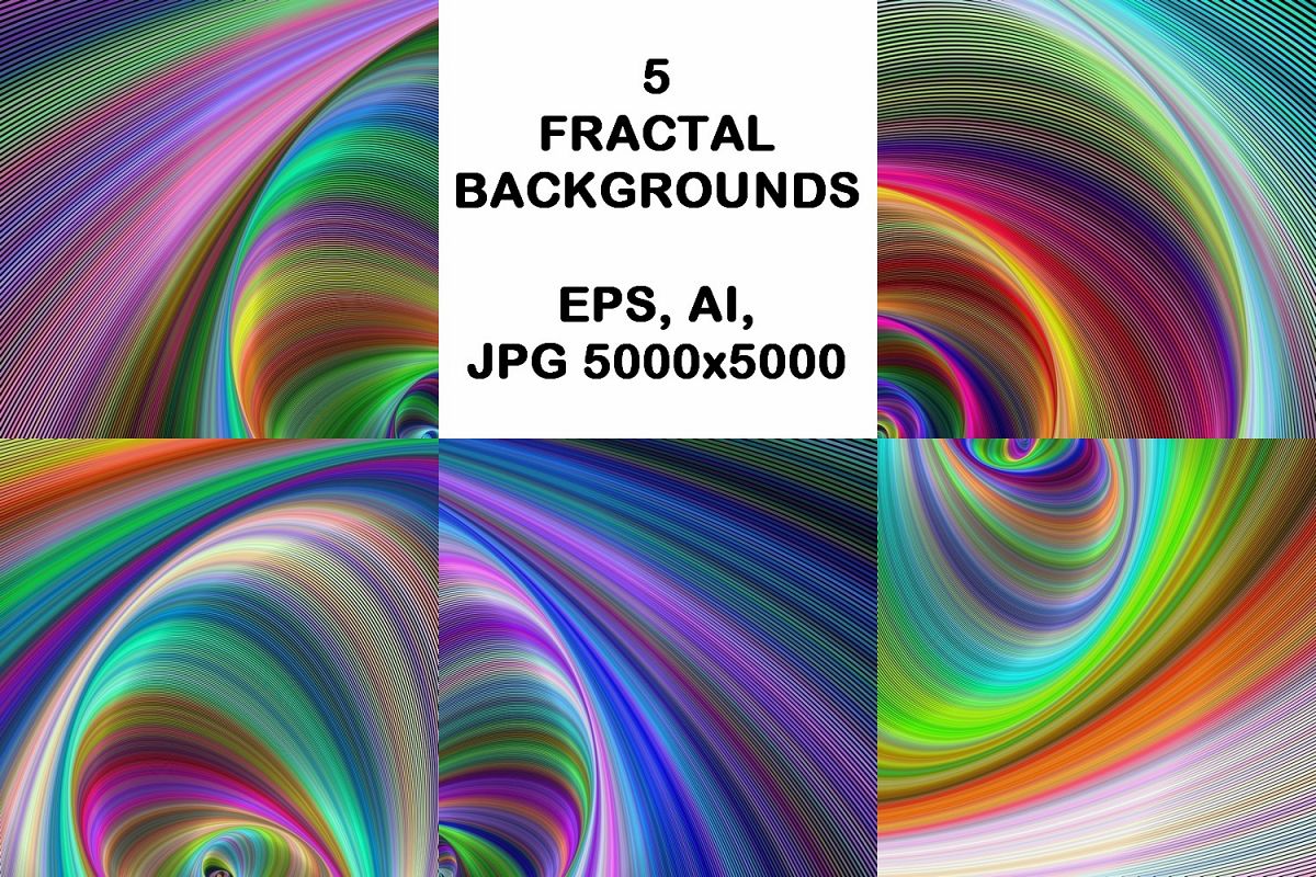 5 fractal design backgrounds (AI, EPS, JPG 5000x5000) example image 1