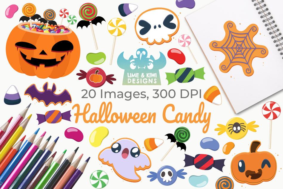 Halloween Candy Clipart, Instant Download Vector Art example image 1