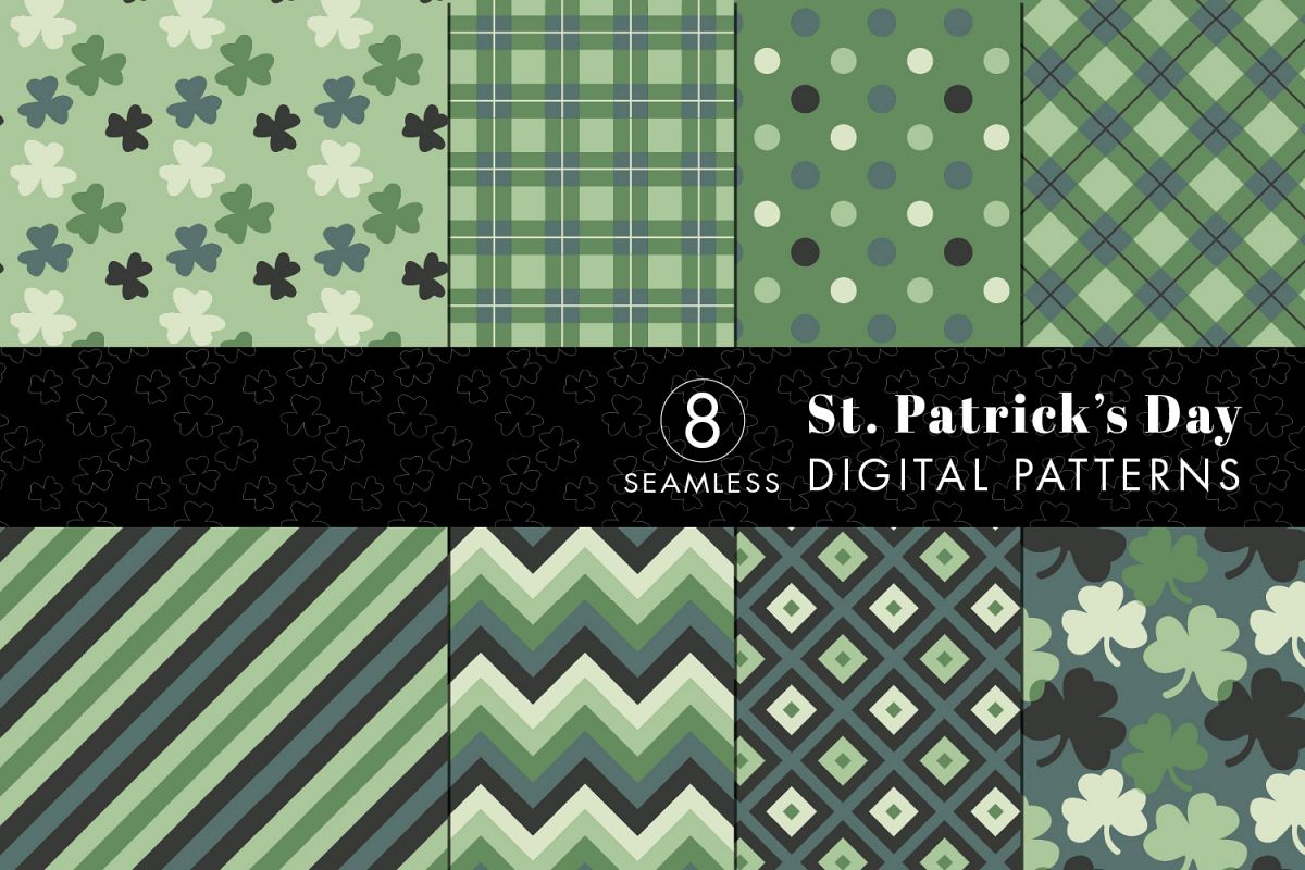8 Seamless St. Patrick's Day Patterns Set 3 example image 1