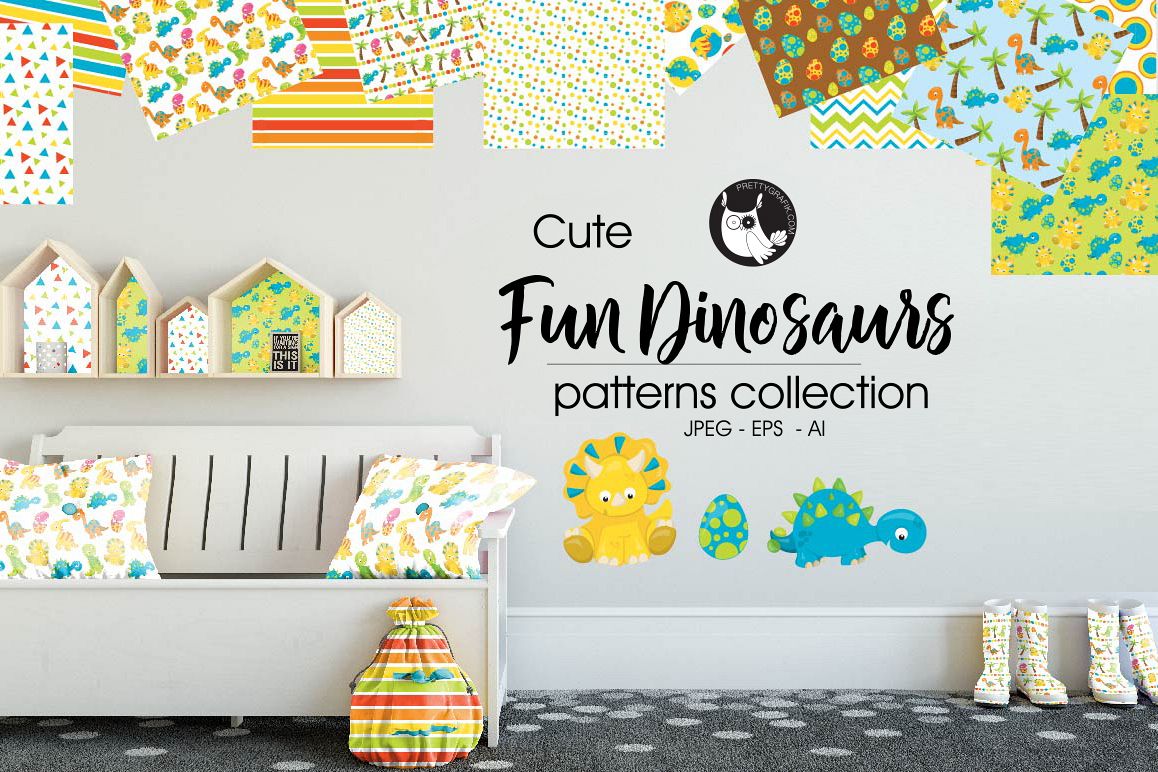FUN-DINOSAUR, digital papers example image 1