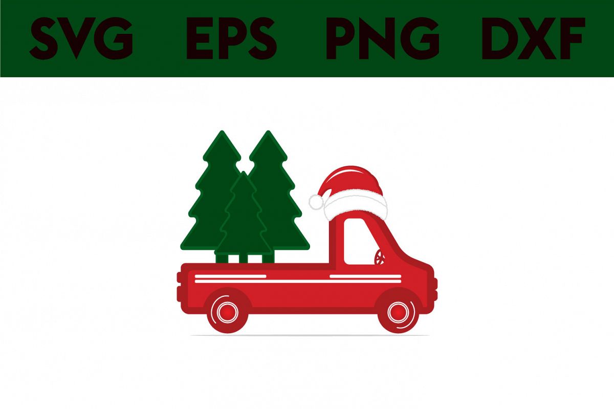 Christmas truck back with tree svg, dxf, pdf, jpeg, png file example image 1
