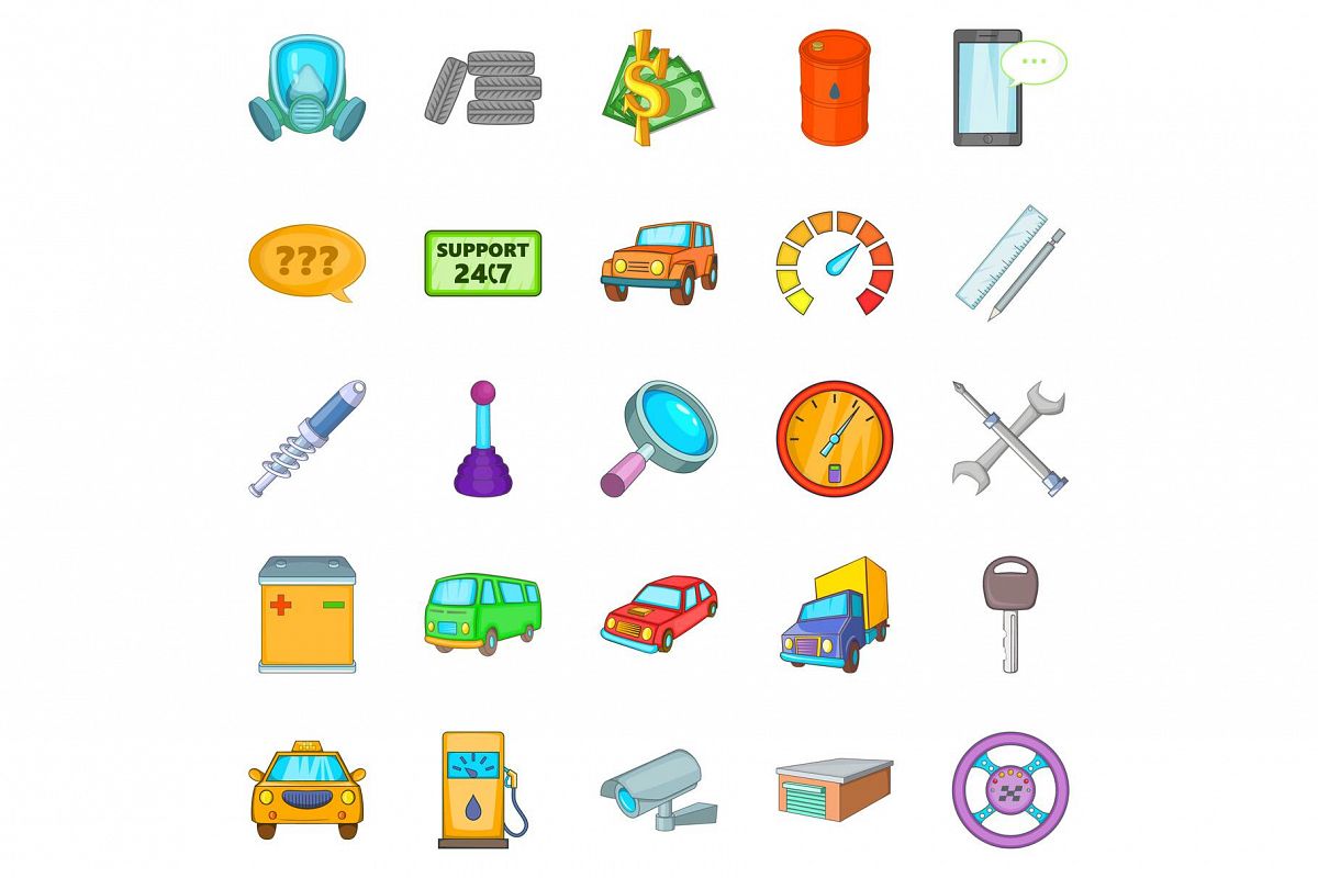 Mending icons set, cartoon style example image 1