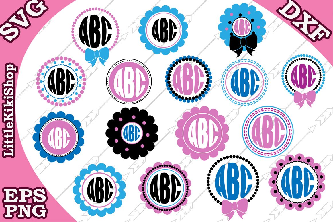 Download Circle Monogram Frame Svg,Monogram Bundle Svg,Bow and Pearls