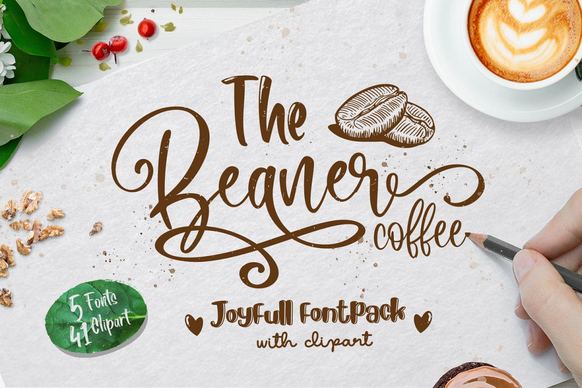 The Beaner - 5 Font & 41 Clipart example image 1