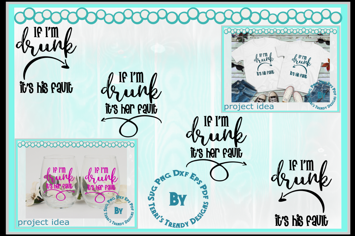 Funny bundle svg If I'm drunk His Her fault Bride Groom crew example image 1