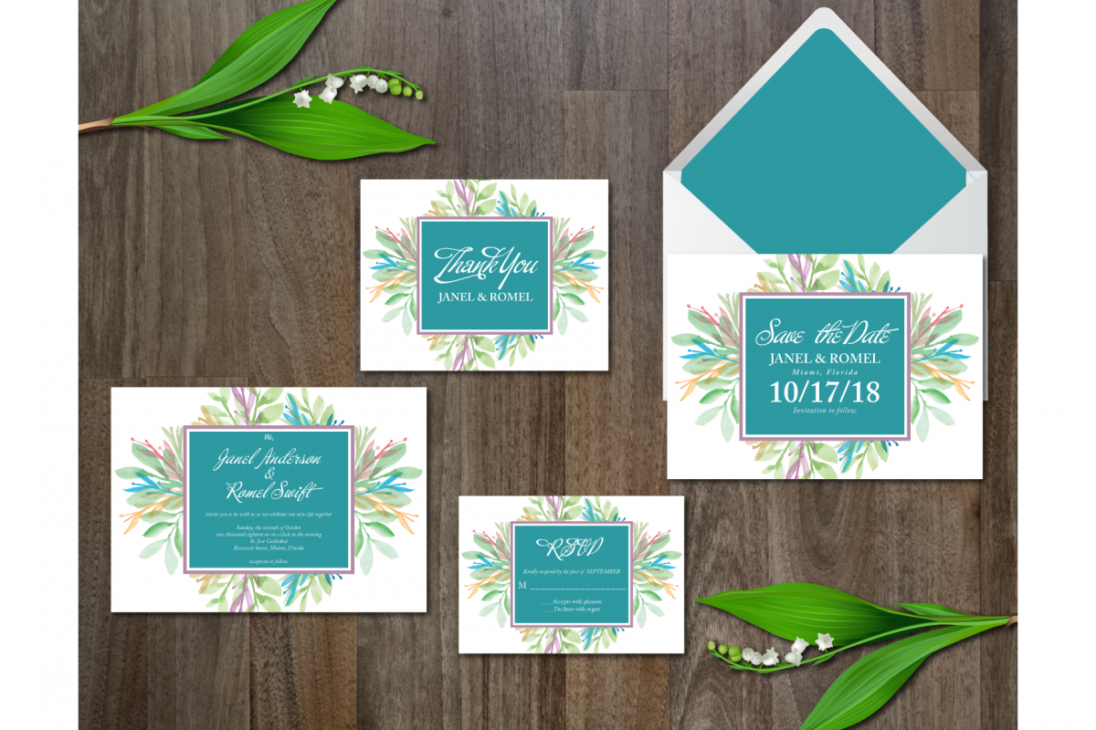 Watercolor Flower Wedding Suite example image 1