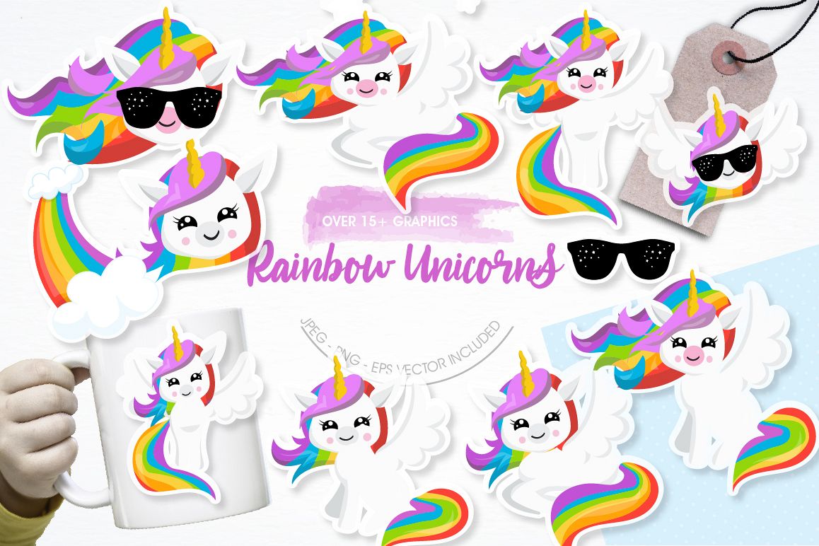 Rainbow Unicorns graphics and illustrations example image 1