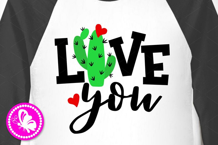 Love you svg clip art Valentine's day decor Cactus print example image 1