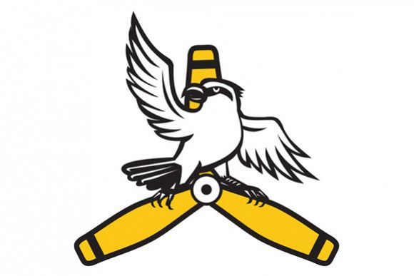 Shrike Perching Propeller Blade Retro example image 1