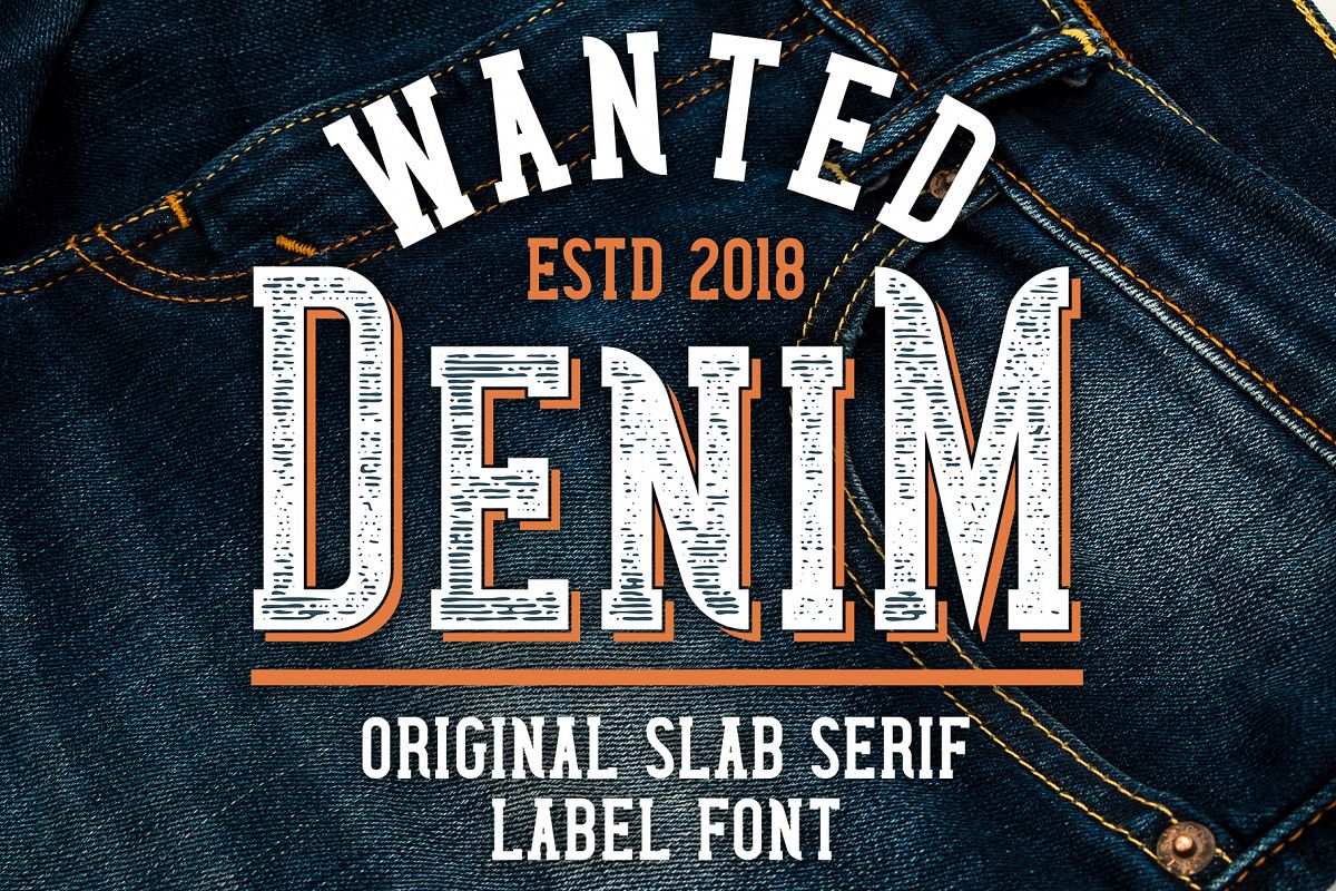 Wanted Denim layered font example image 1
