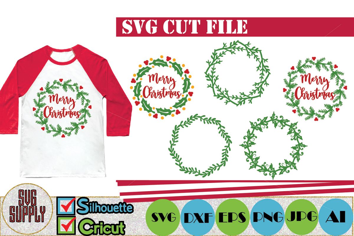 Christmas Wreath Set SVG Cut File example image 1