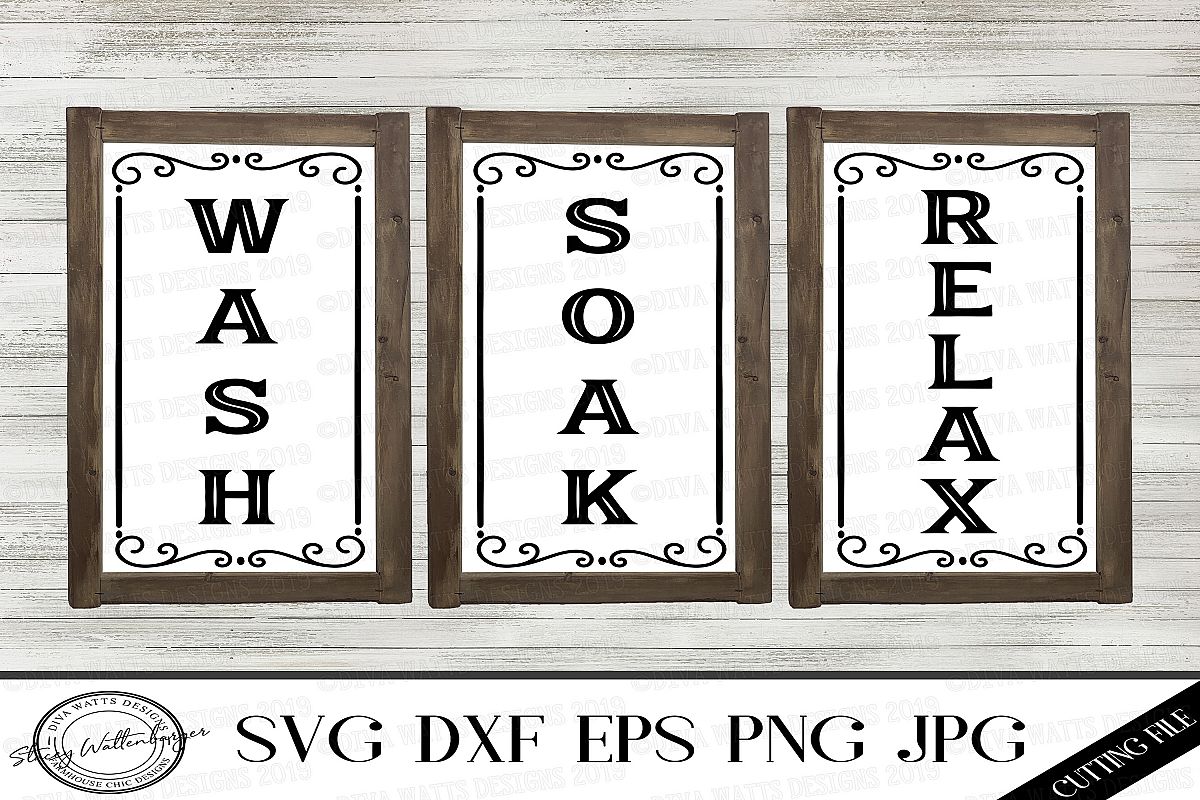 Wash Relax Soak Cutting Files for Bathroom Wall Decor example image 1
