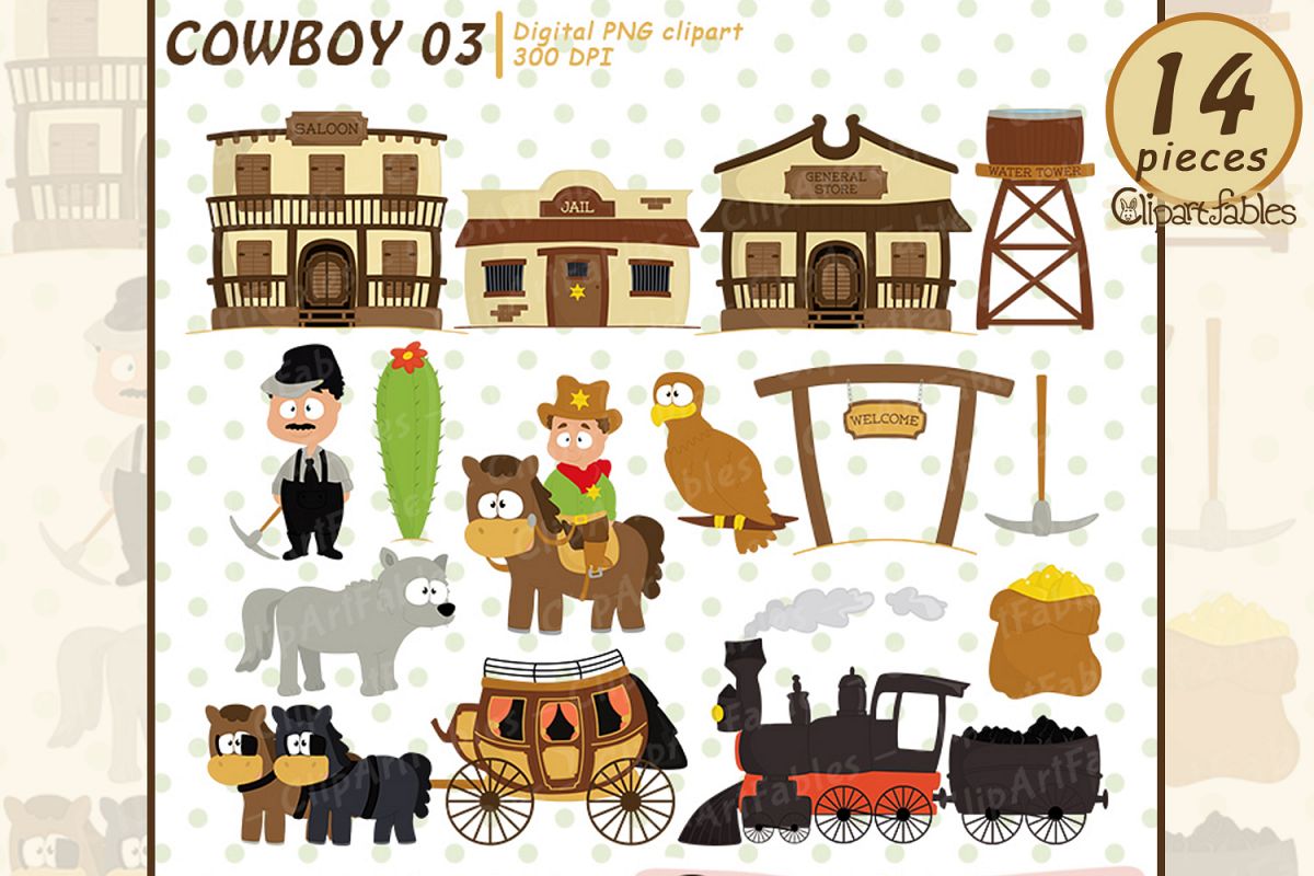 Wild west clipart, cute western city clip art example image 1