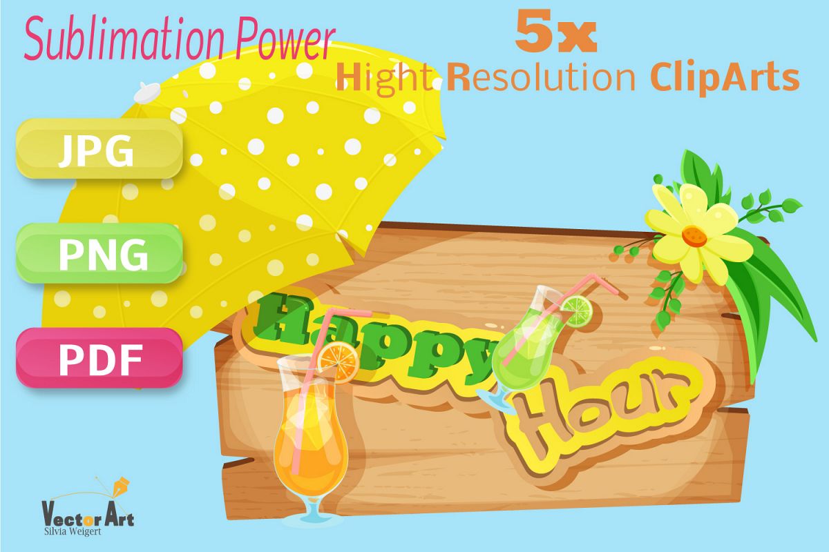Happy Hour - Craft Bundle for Sublimation and Scrapbooking example image 1