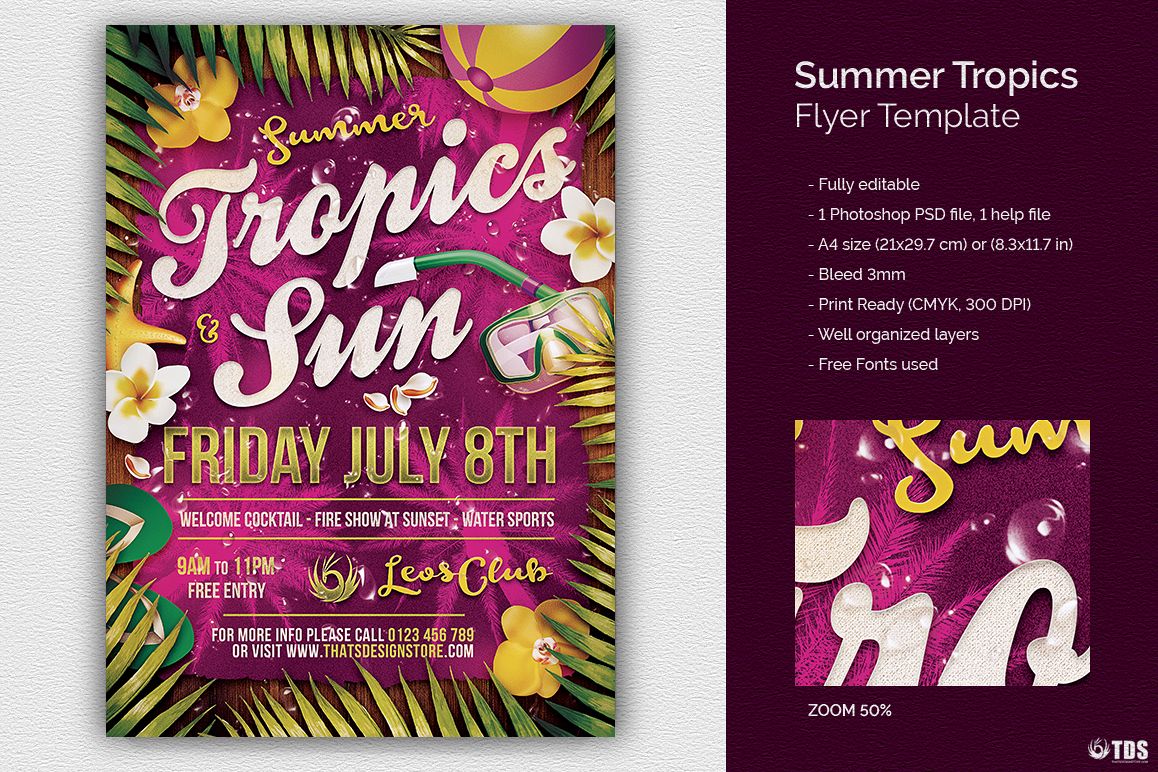 Summer Tropics Flyer Template example image 1