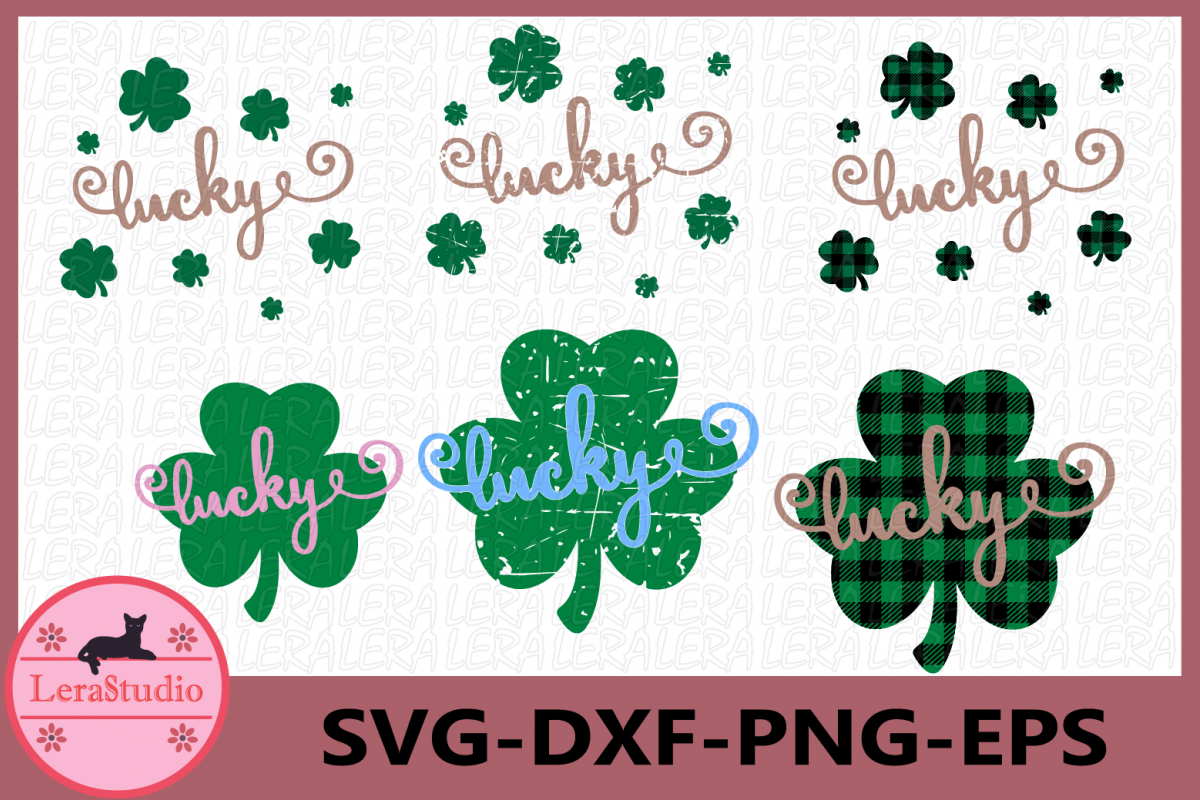 Clover Grunge Svg, Clover Svg, Lucky, Truck Shamrock SVG example image 1