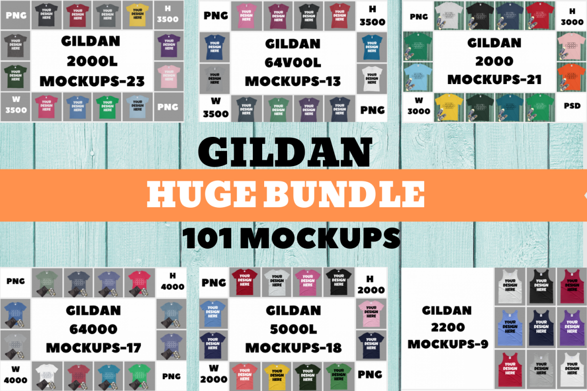 Gildan Huge Bundle Mockup|2000L|64V00L|2000|64000|5000L ...