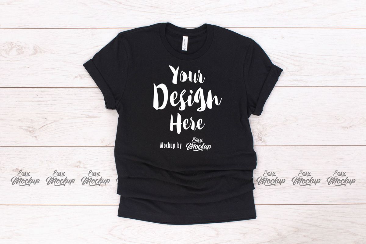 Black Bella Canvas 3001 T Shirt Mockup example image 1