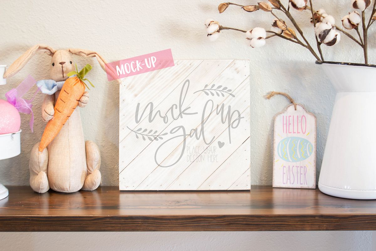 Easter Sign Mock Up - White Sign - Spring Mockup - Farmhouse example image 1