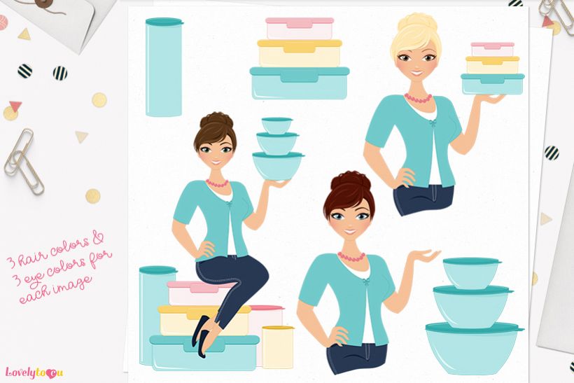 Woman tupperware character clip art L131 Juliet example image 1