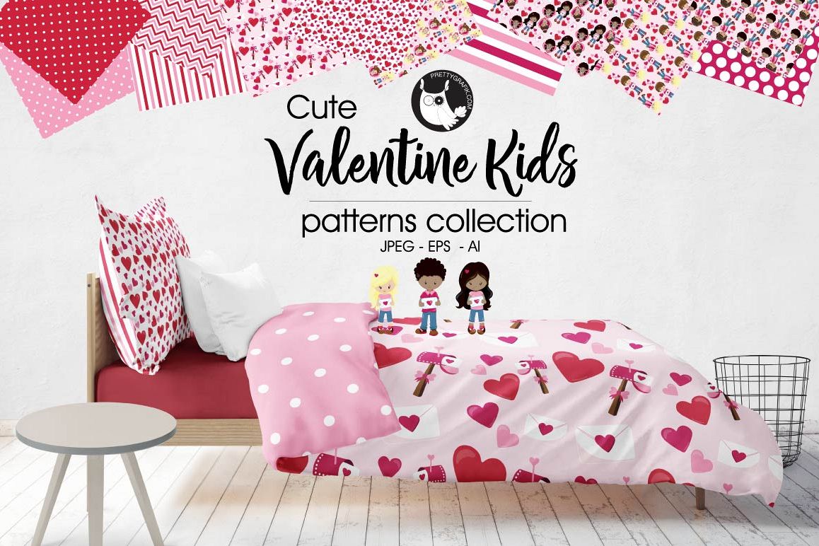 VALENTINE-KIDS, digital papers example image 1