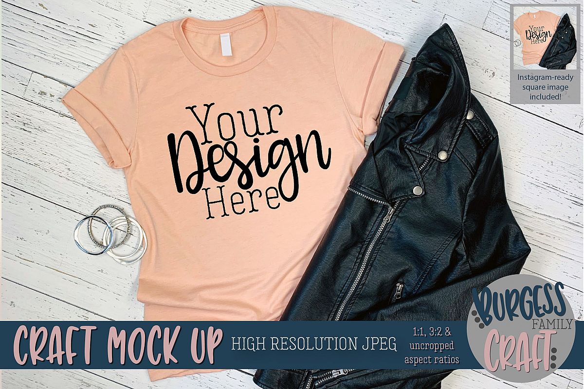 Edgy peach 3001 shirt Craft mock up | High Res JPEG example image 1