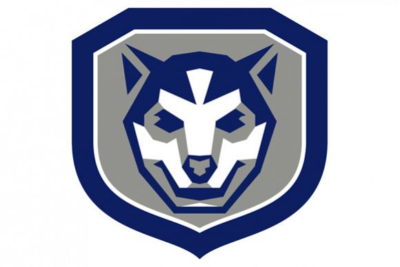 Baby Wolf Cub Head Smiling Crest Retro example image 1