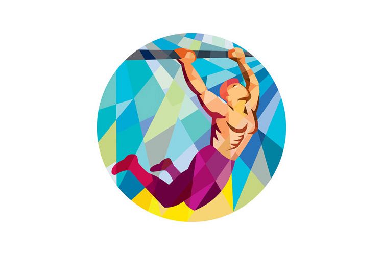 Crossfit Pull Up Bar Circle Low Polygon example image 1