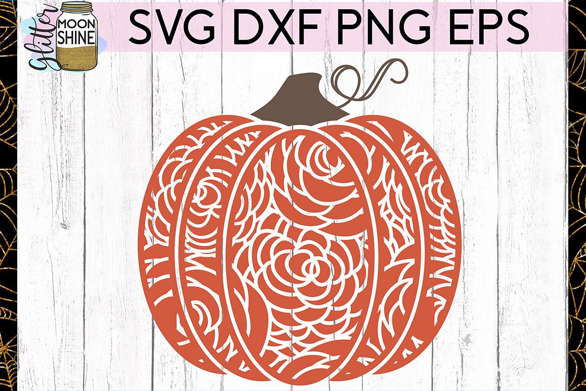 Floral Pattern Pumpkin SVG DXF PNG EPS Cutting Files example image 1