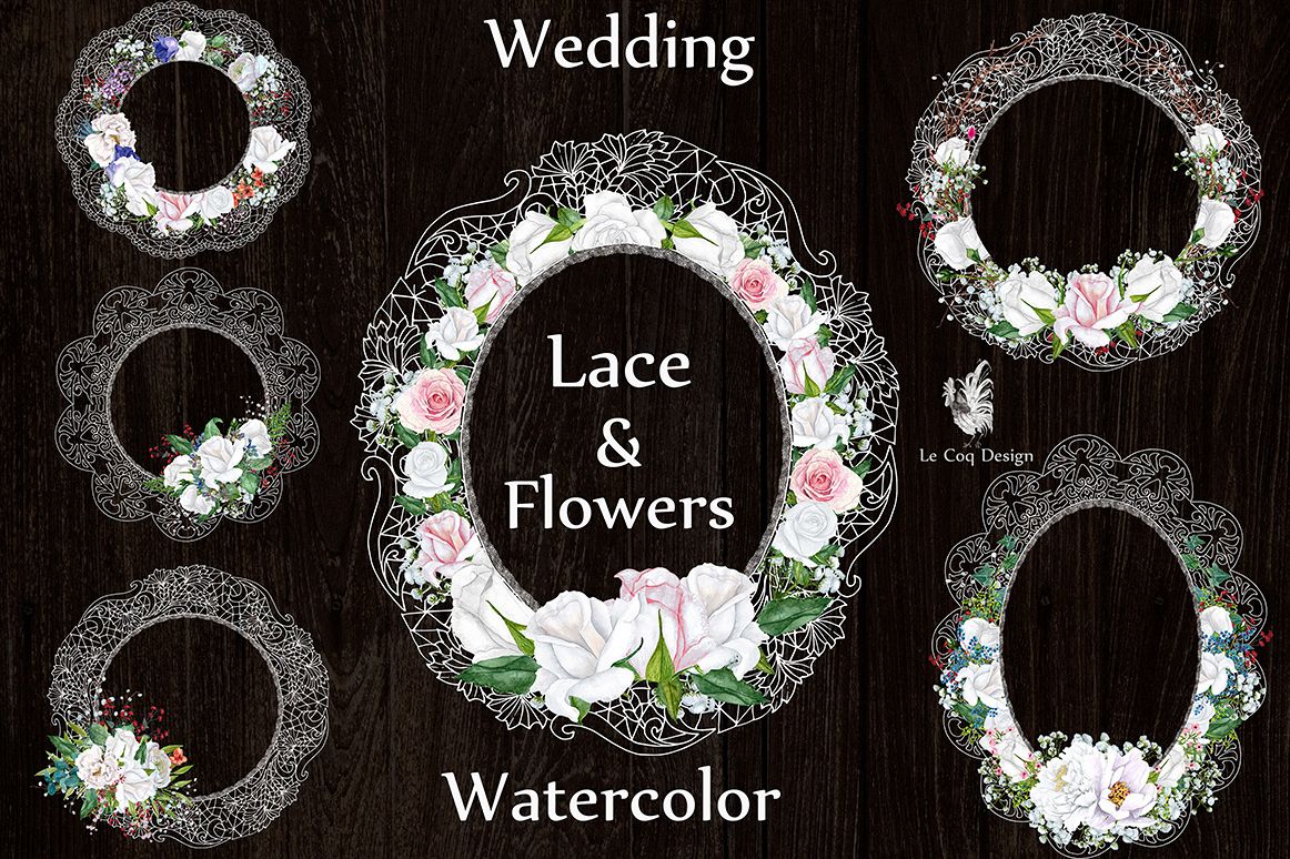 White lace floral frames clipart example image 1