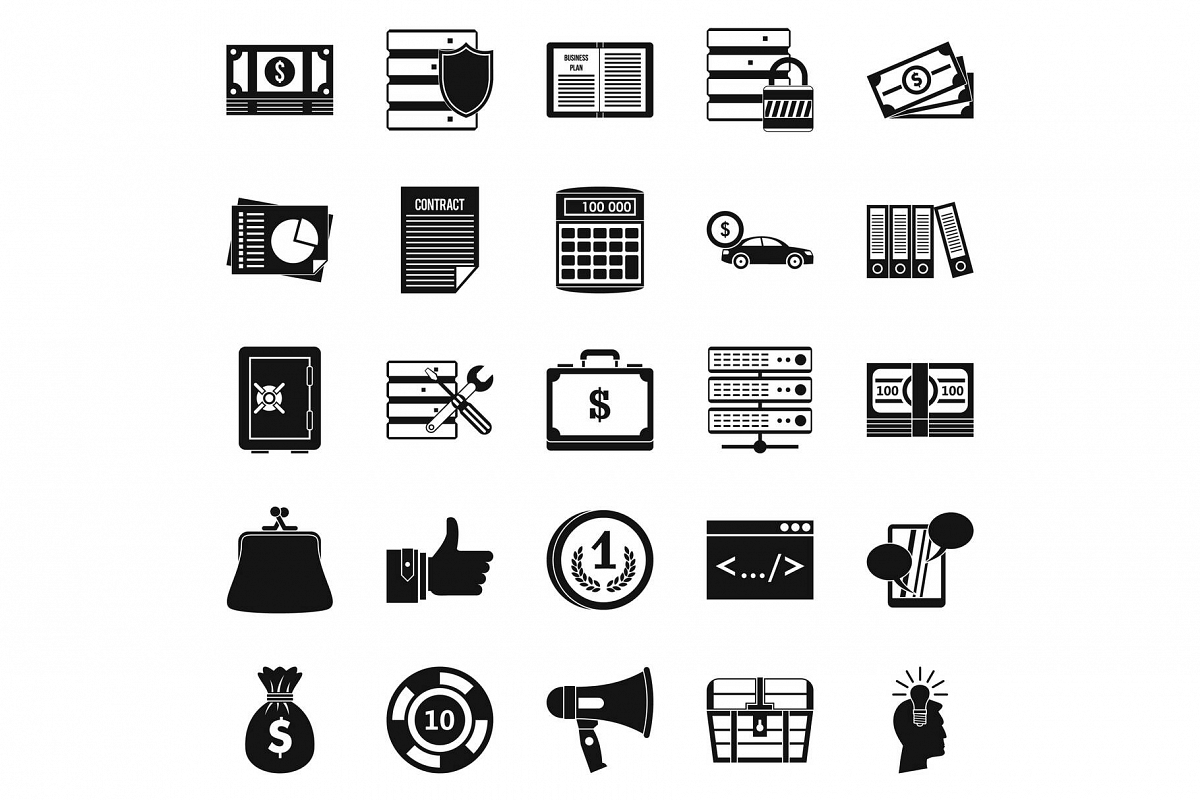 Wildcatter icons set, simple style example image 1