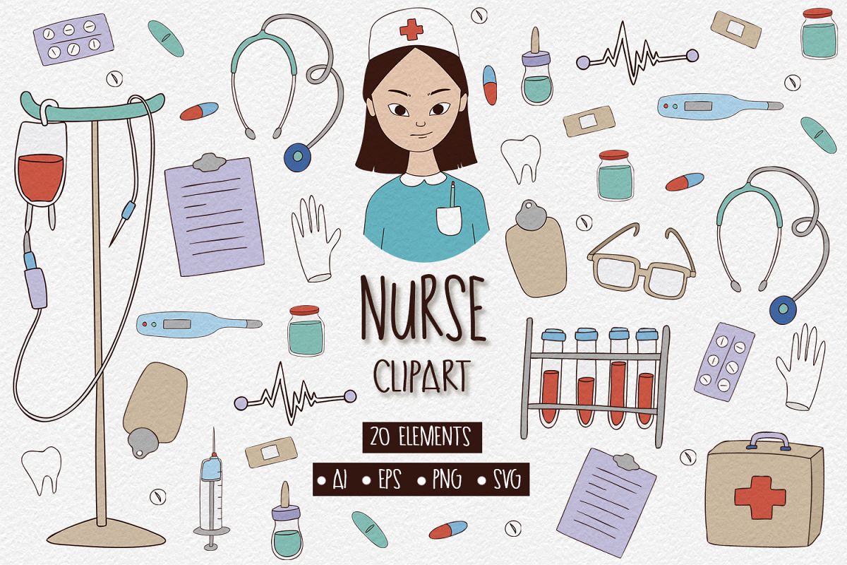 20 Nurse Clipart Elements example image 1