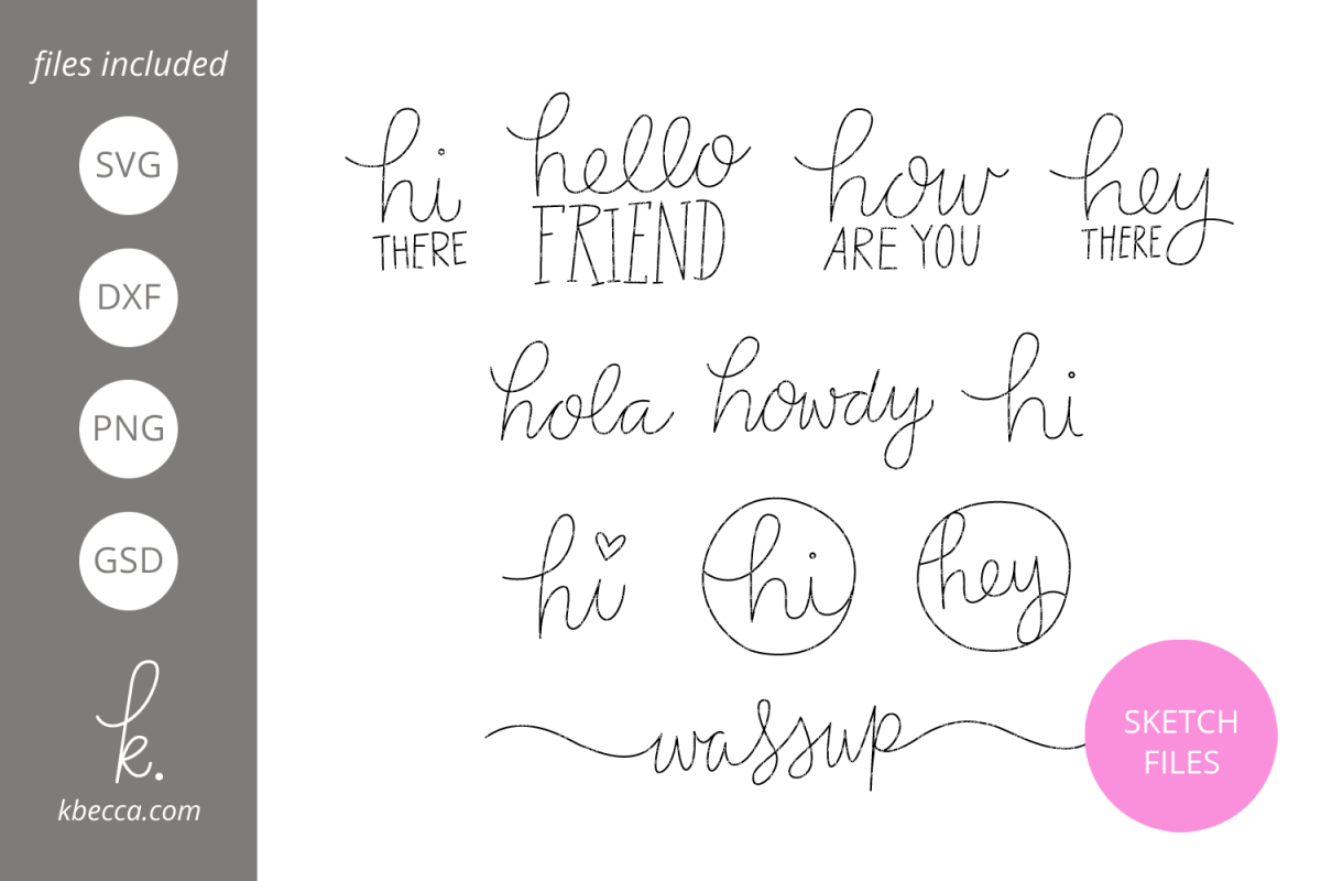 Foil Quill Sketch Hello Sentiments SVG File example image 1