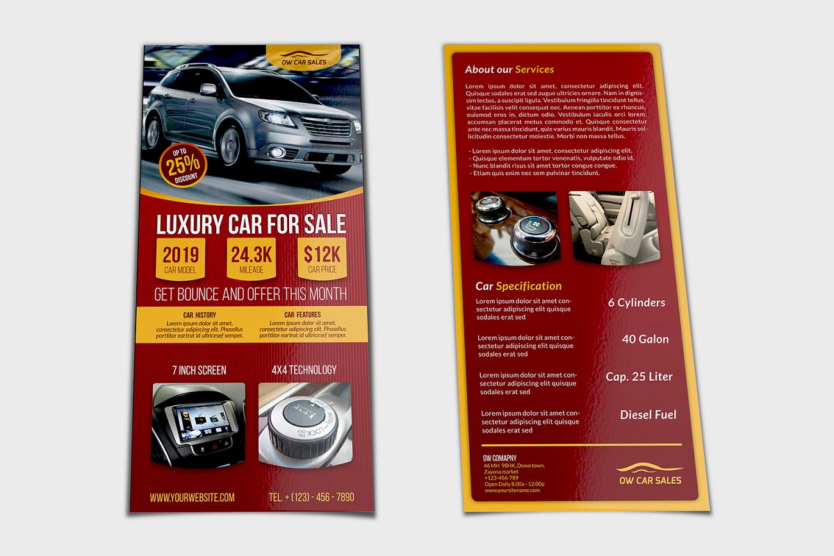 Car for Sale Flyer DL Size Template example image 1