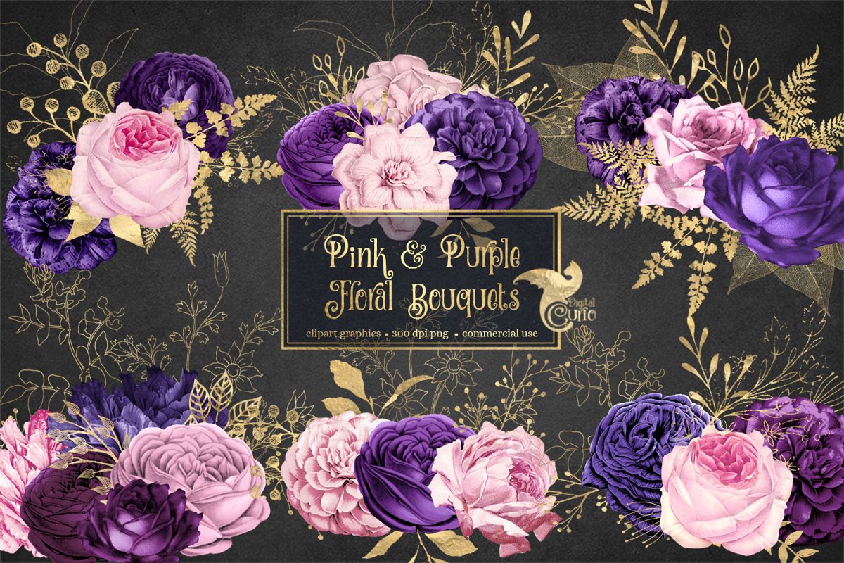 Pink and Purple Floral Clipart