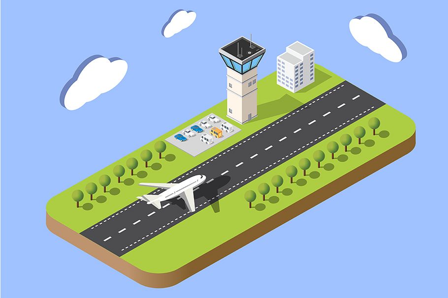 Isometric map of the city airport example image 1